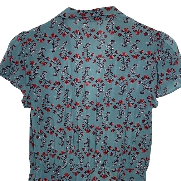 Urban Outfitters Teal Floral Romper Cap Sleeves Size XS - Picture 4 of 12